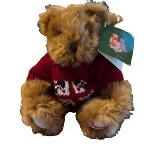 Vintage Harrods Sitting Teddy Bear Plush Union Jack Sweater Original Tag 8"